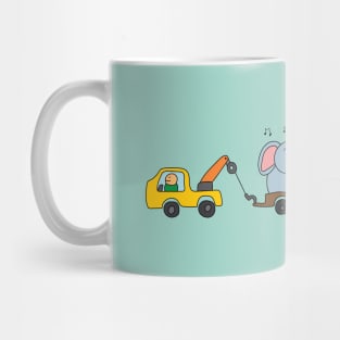 cute tow truck towing an elephant Mug